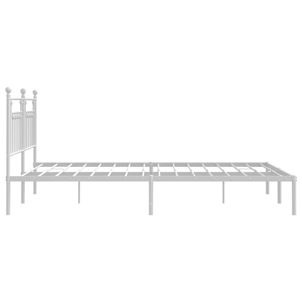 Bed frame with headboard metal white 160x200 cm