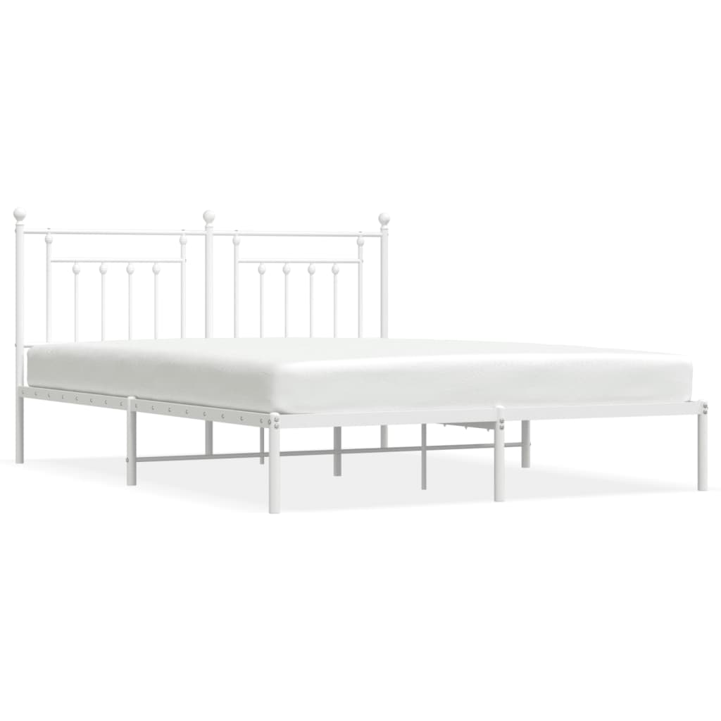 Bed frame with headboard metal white 180x200 cm