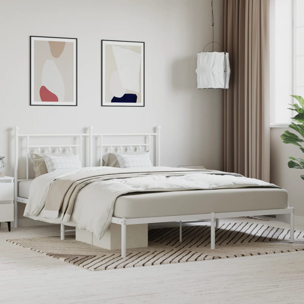 Bed frame with headboard metal white 180x200 cm