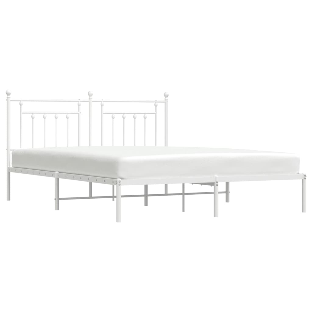 Bed frame with headboard metal white 183x213 cm