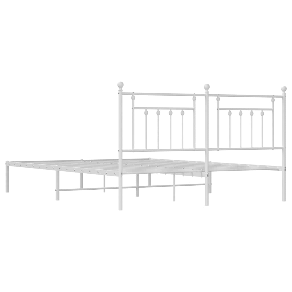 Bed frame with headboard metal white 183x213 cm