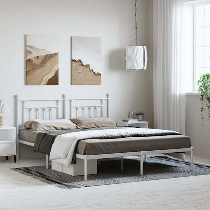 Bettgestell mit Kopfteil Metall Weiß 183x213 cm
