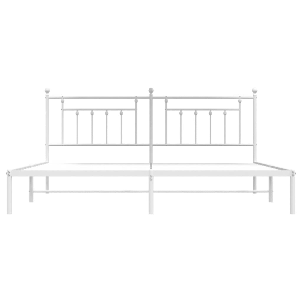 Bed frame with headboard metal white 193x203 cm