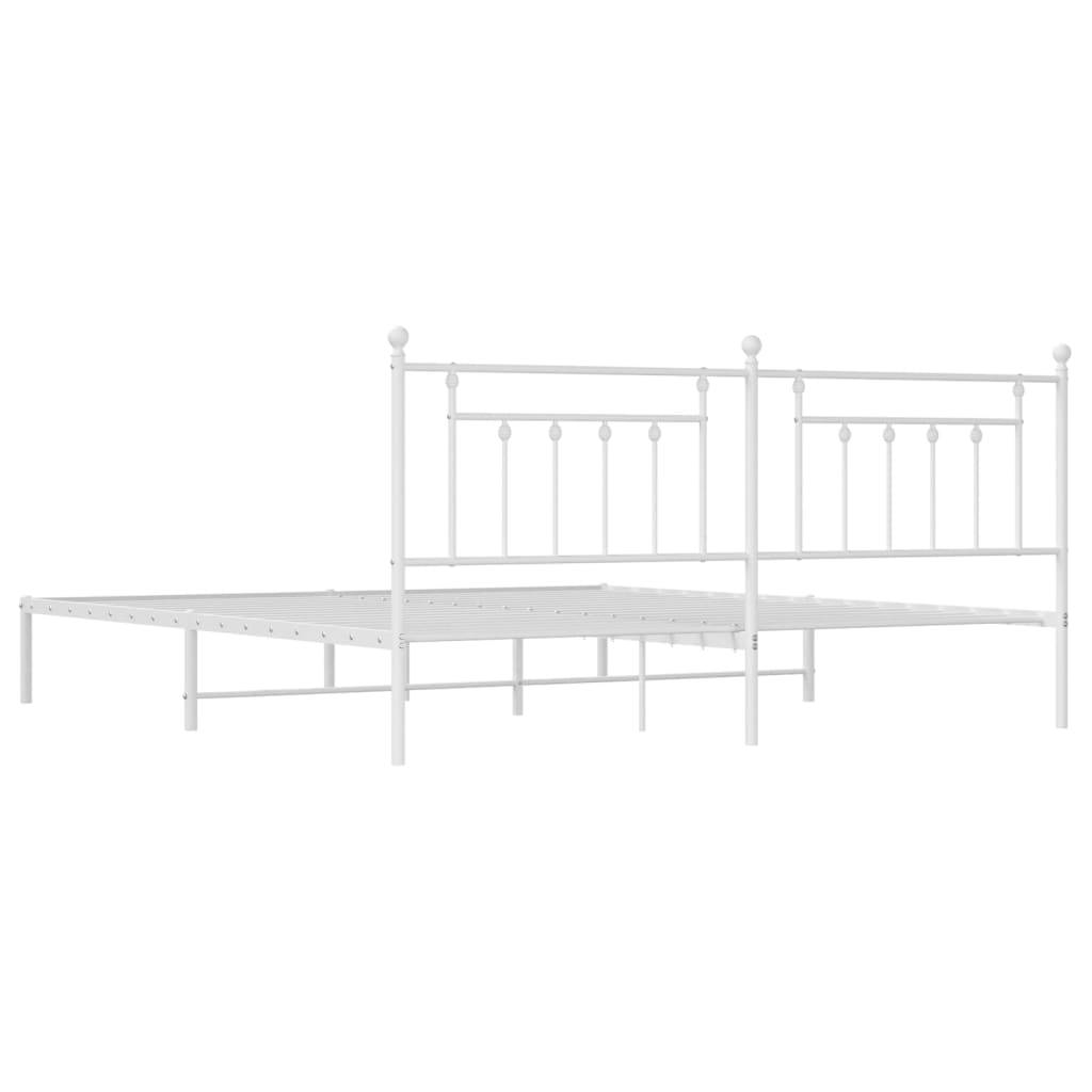 Bed frame with headboard metal white 193x203 cm