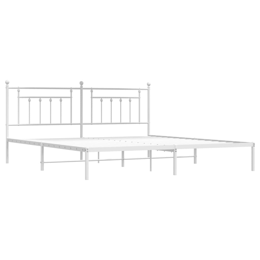 Bed frame with headboard metal white 200x200 cm