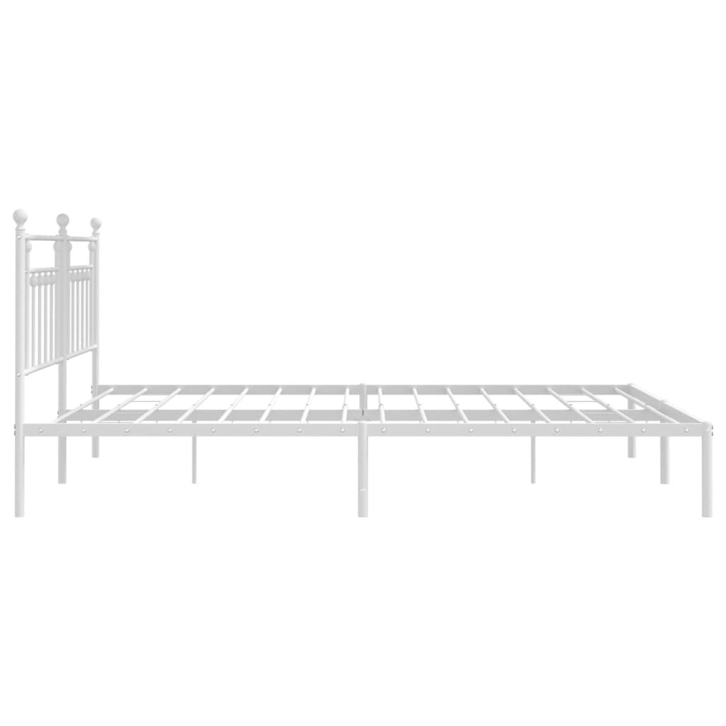 Bed frame with headboard metal white 200x200 cm