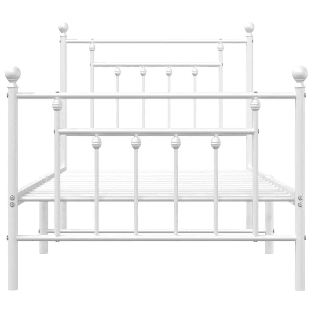 Bed frame with head and footboard metal white 90x190 cm