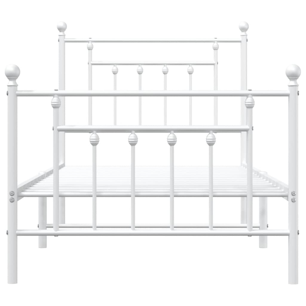Bed frame with head and footboard metal white 90x200 cm