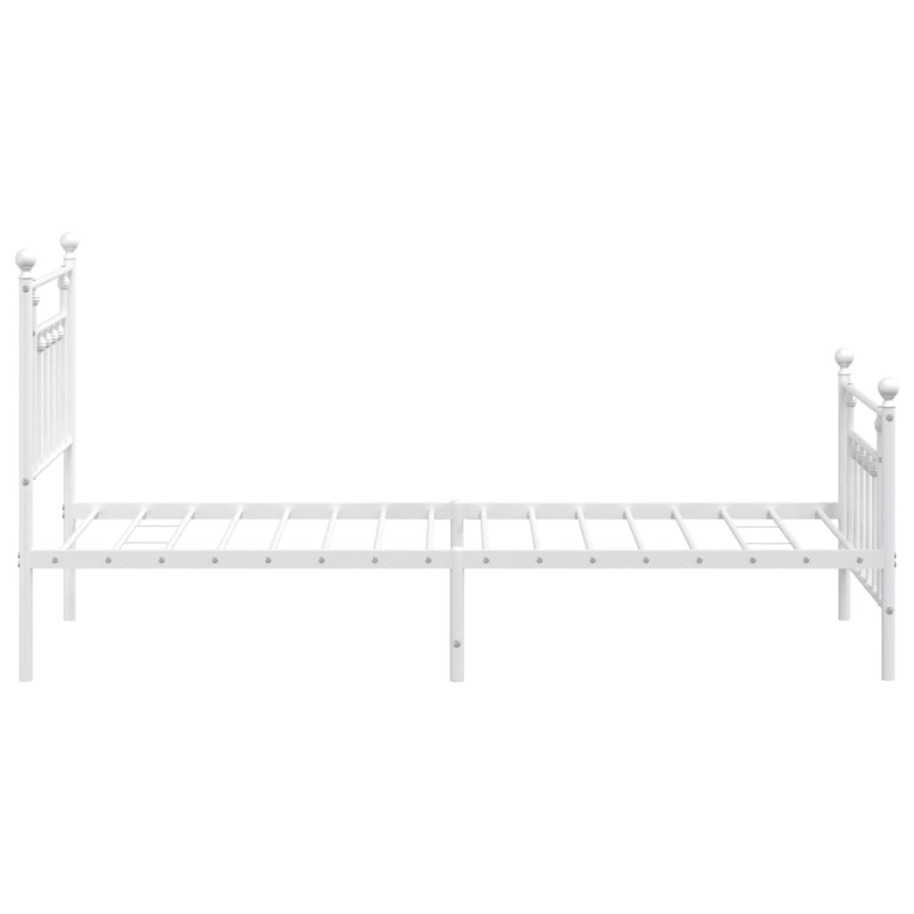 Bed frame with head and footboard metal white 90x200 cm