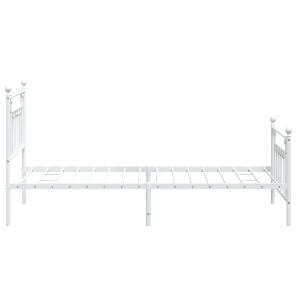 Bed frame with head and footboard metal white 100x190 cm