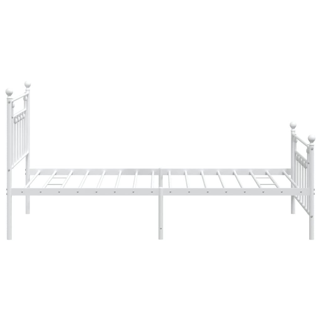 Bed frame with head and footboard metal white 107x203 cm