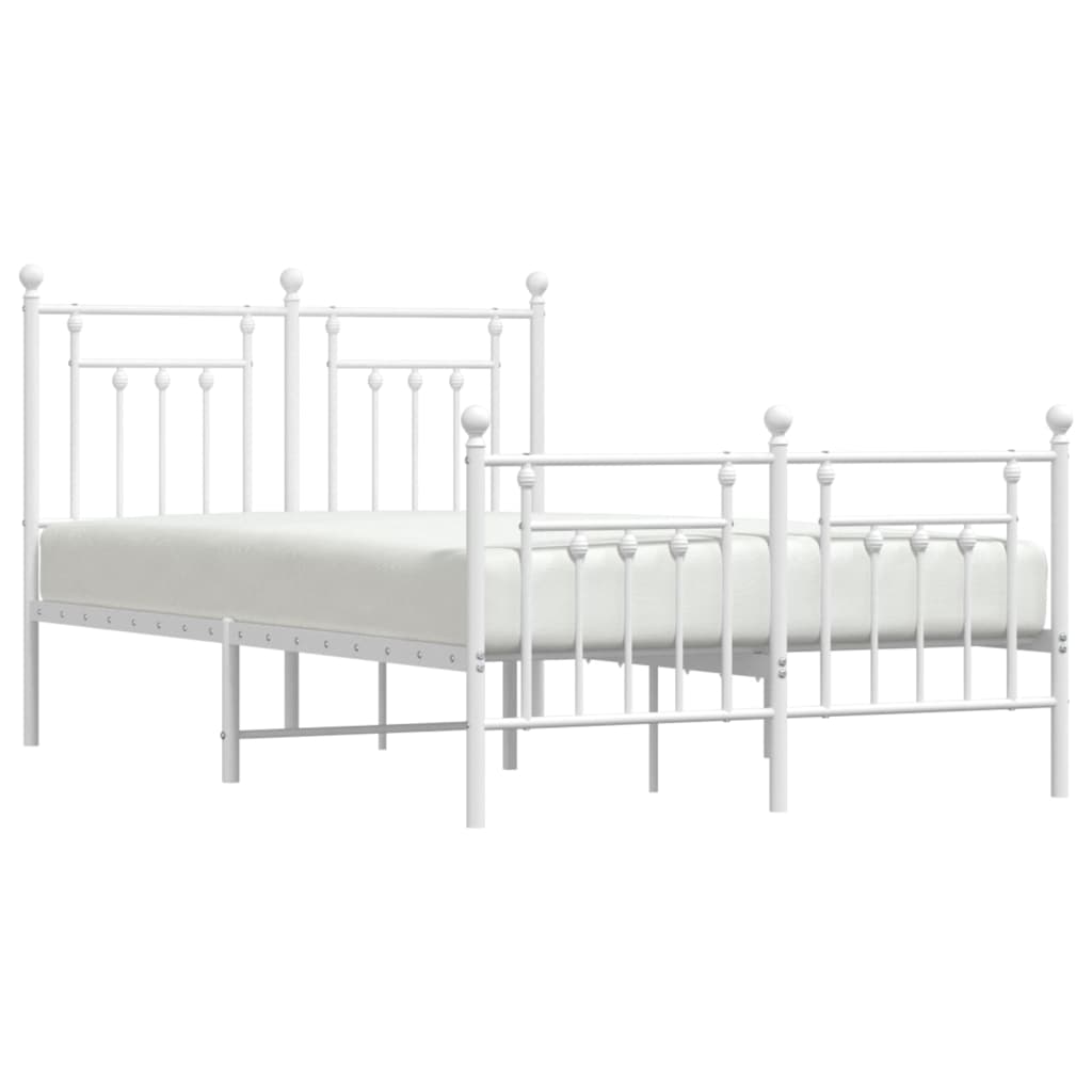 Bed frame with head and footboard metal white 120x190 cm