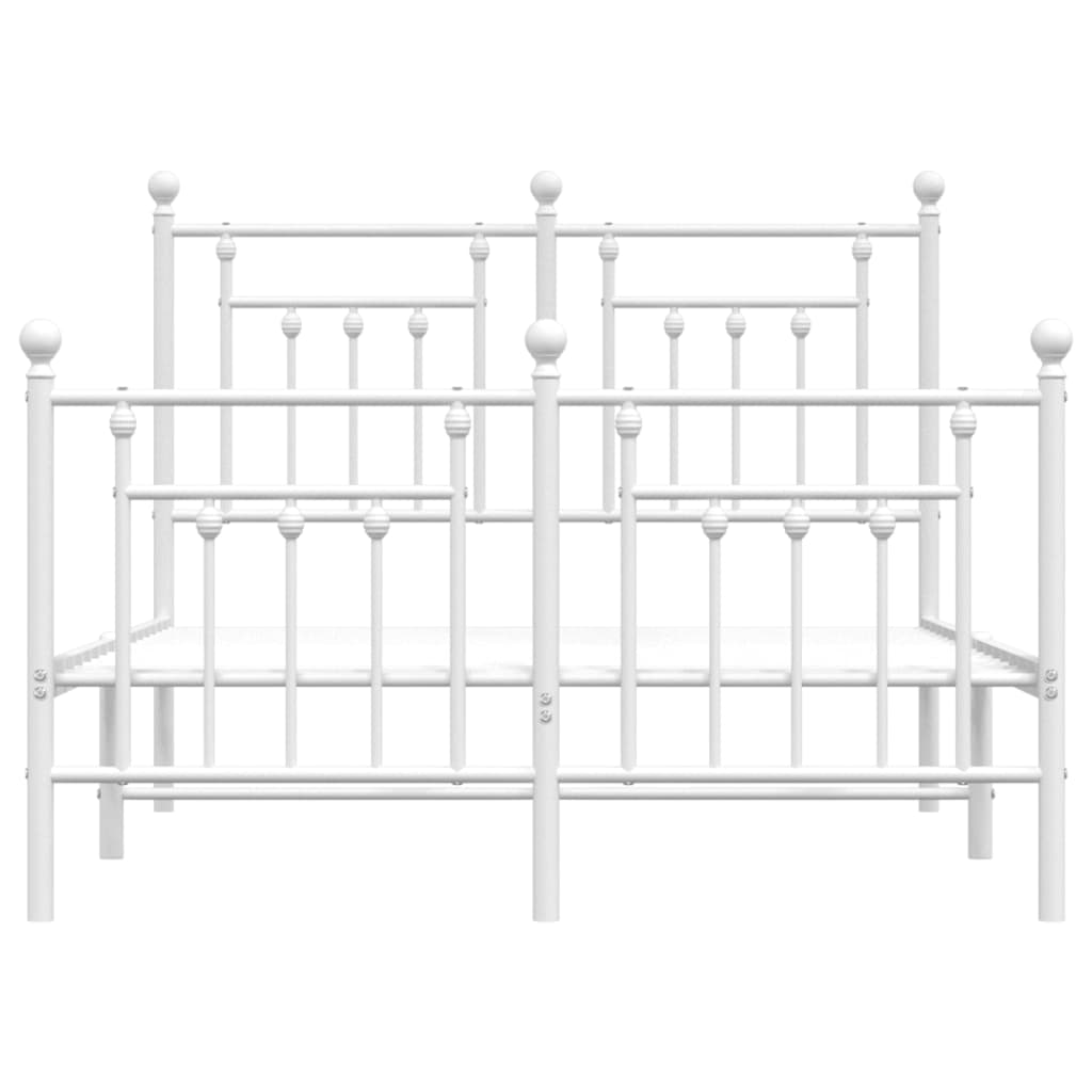 Bed frame with head and footboard metal white 120x190 cm