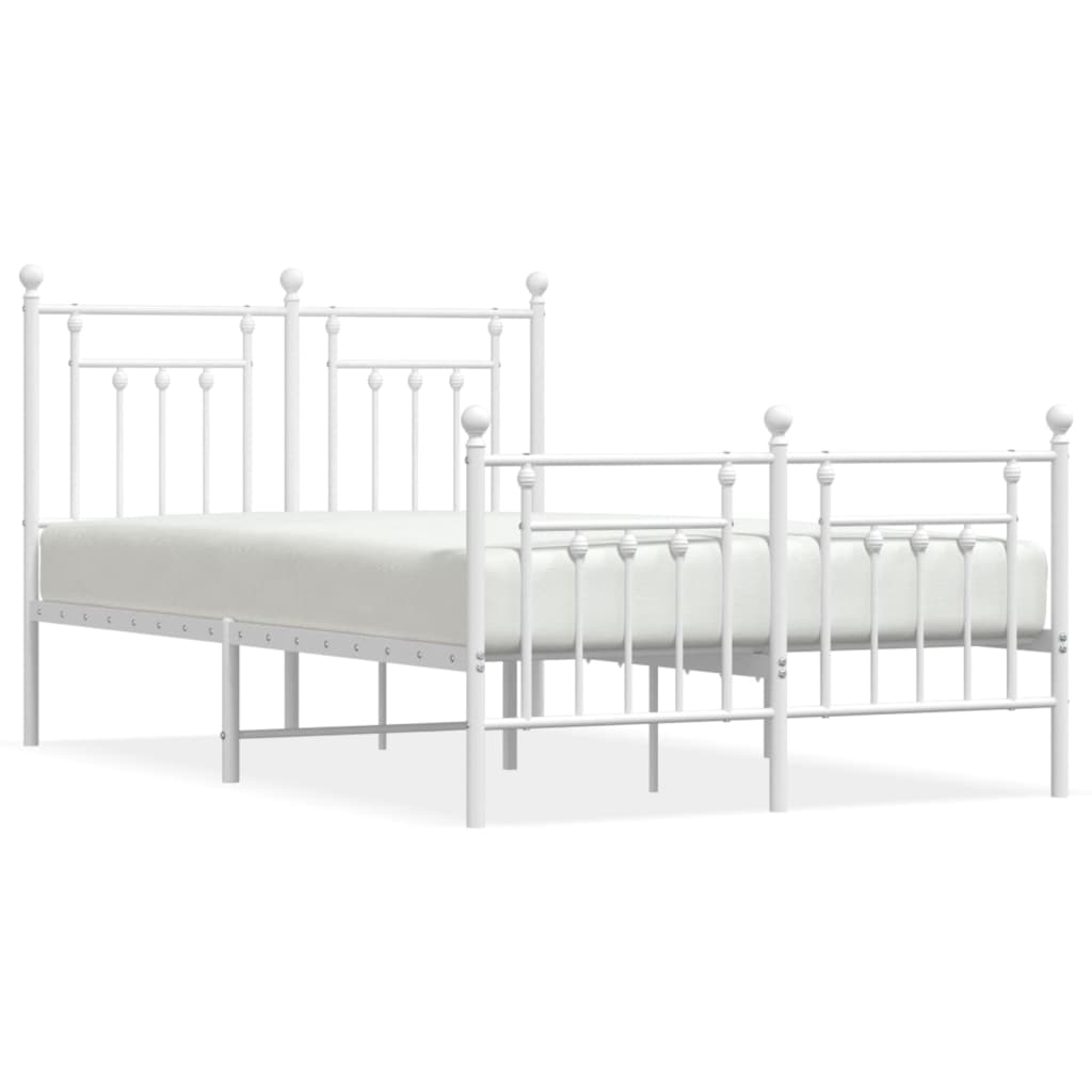 Bed frame with head and footboard metal white 120x200 cm