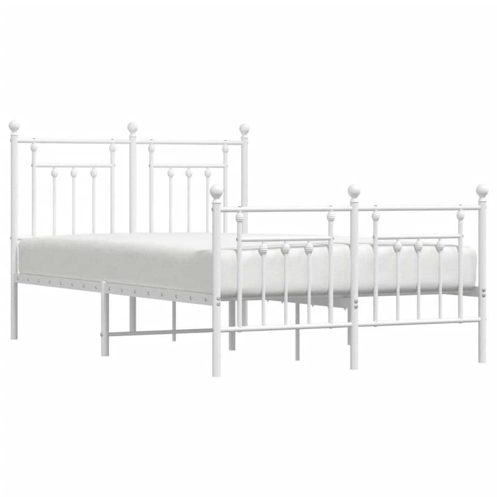 Bed frame with head and footboard metal white 120x200 cm