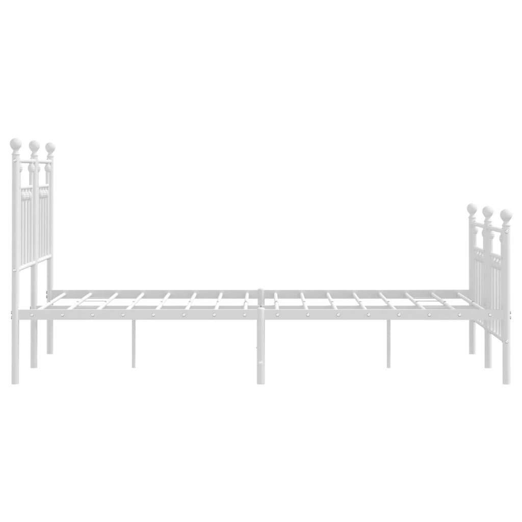 Bed frame with head and footboard metal white 120x200 cm