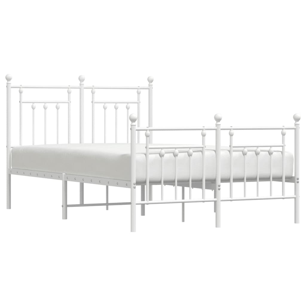 Bed frame with head and footboard metal white 135x190 cm