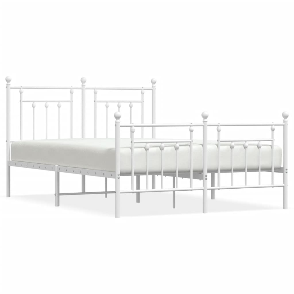 Bed frame with head and footboard metal white 140x190 cm