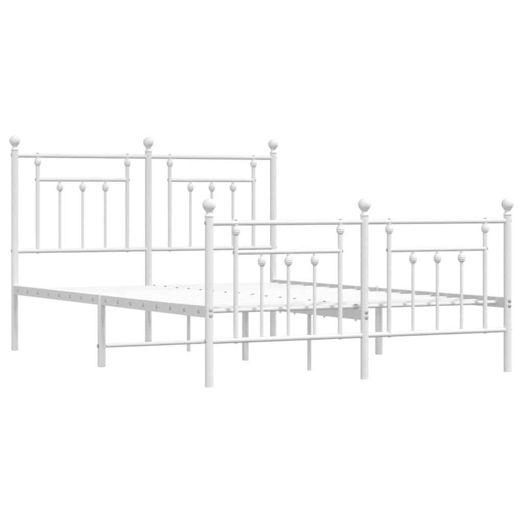 Bed frame with head and footboard metal white 140x190 cm