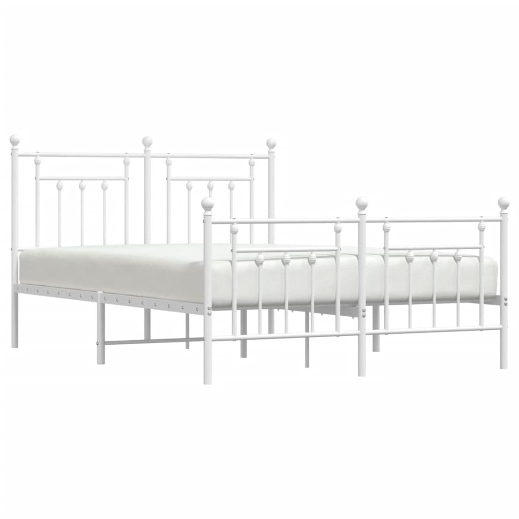 Bed frame with head and footboard metal white 140x190 cm