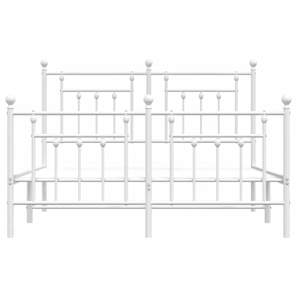 Bed frame with head and footboard metal white 140x190 cm