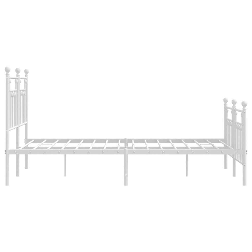 Bed frame with head and footboard metal white 140x190 cm