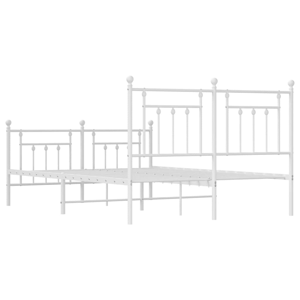 Bed frame with head and footboard metal white 140x190 cm
