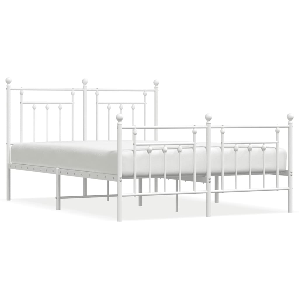 Bed frame with head and footboard metal white 140x200 cm
