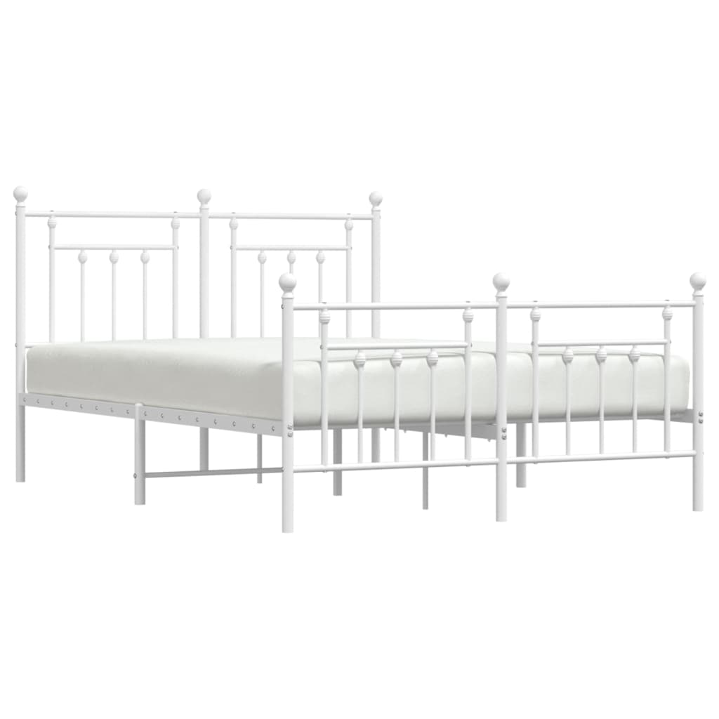 Bed frame with head and footboard metal white 140x200 cm
