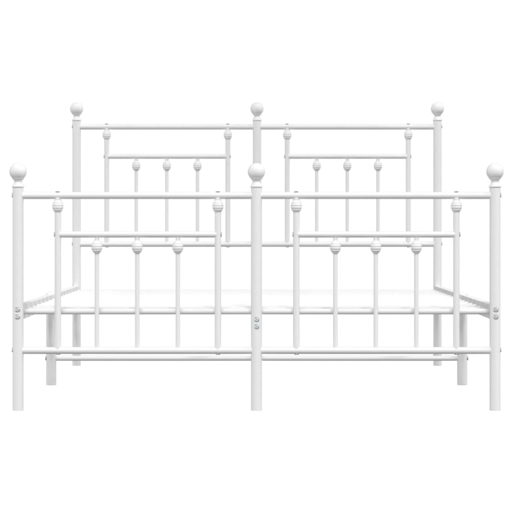Bed frame with head and footboard metal white 140x200 cm