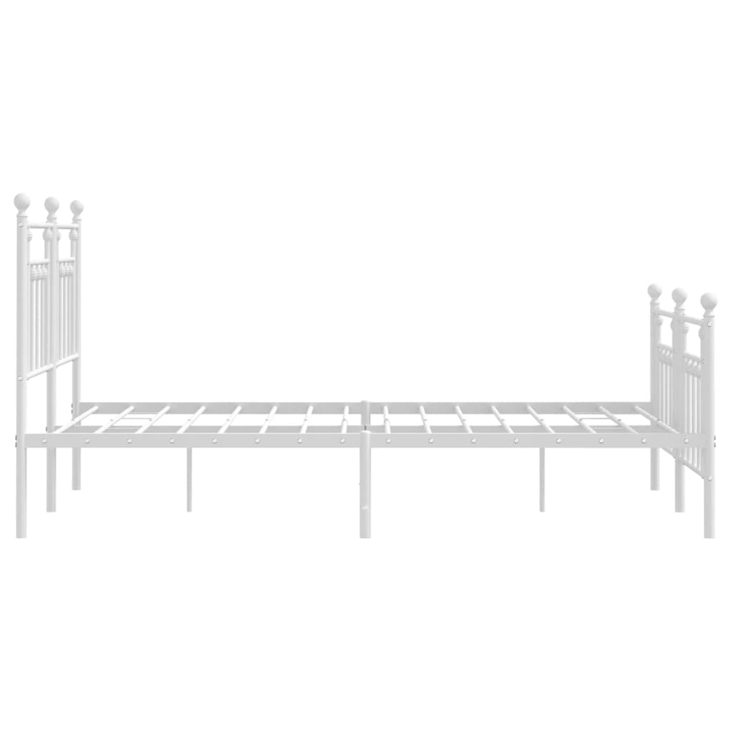 Bed frame with head and footboard metal white 140x200 cm