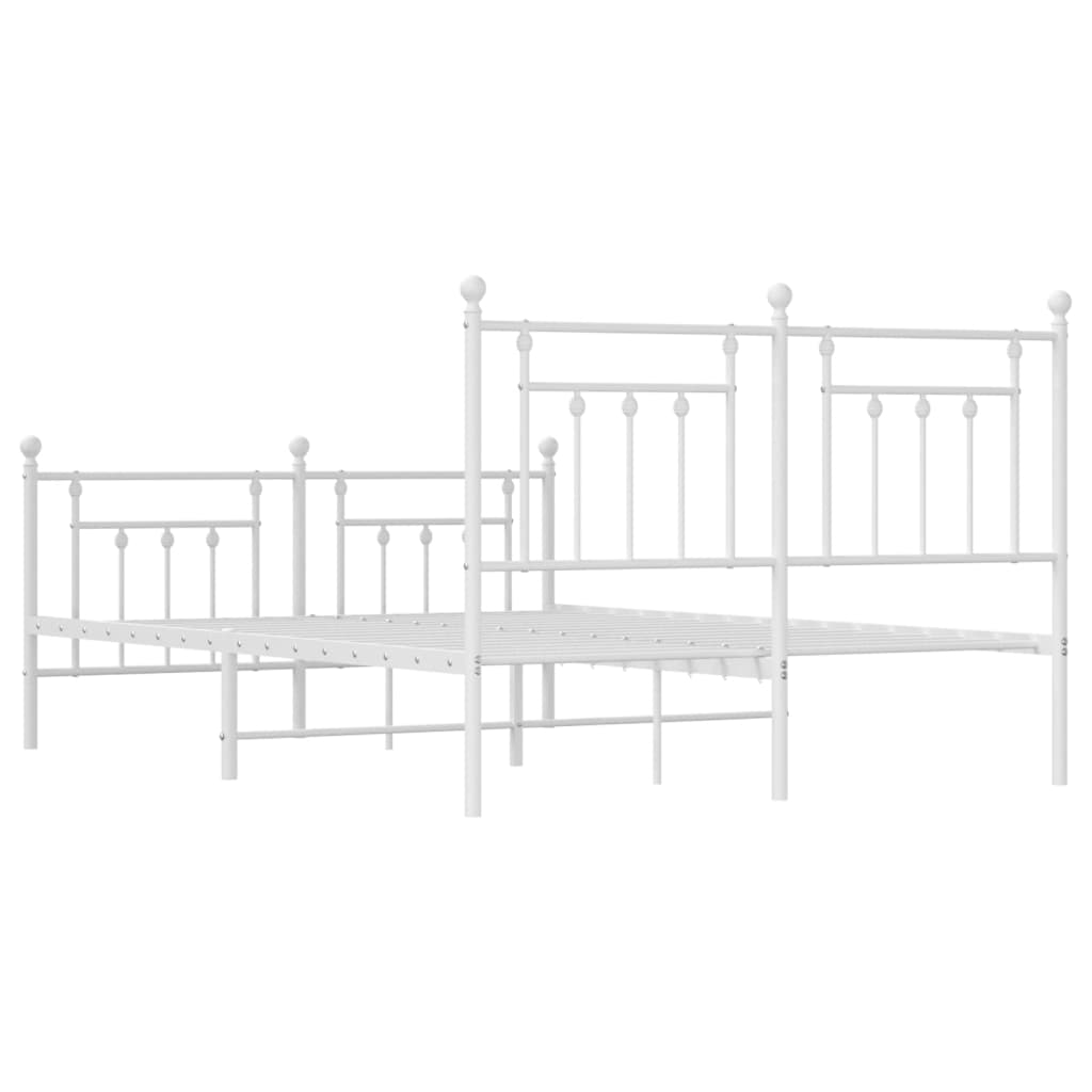 Bed frame with head and footboard metal white 140x200 cm
