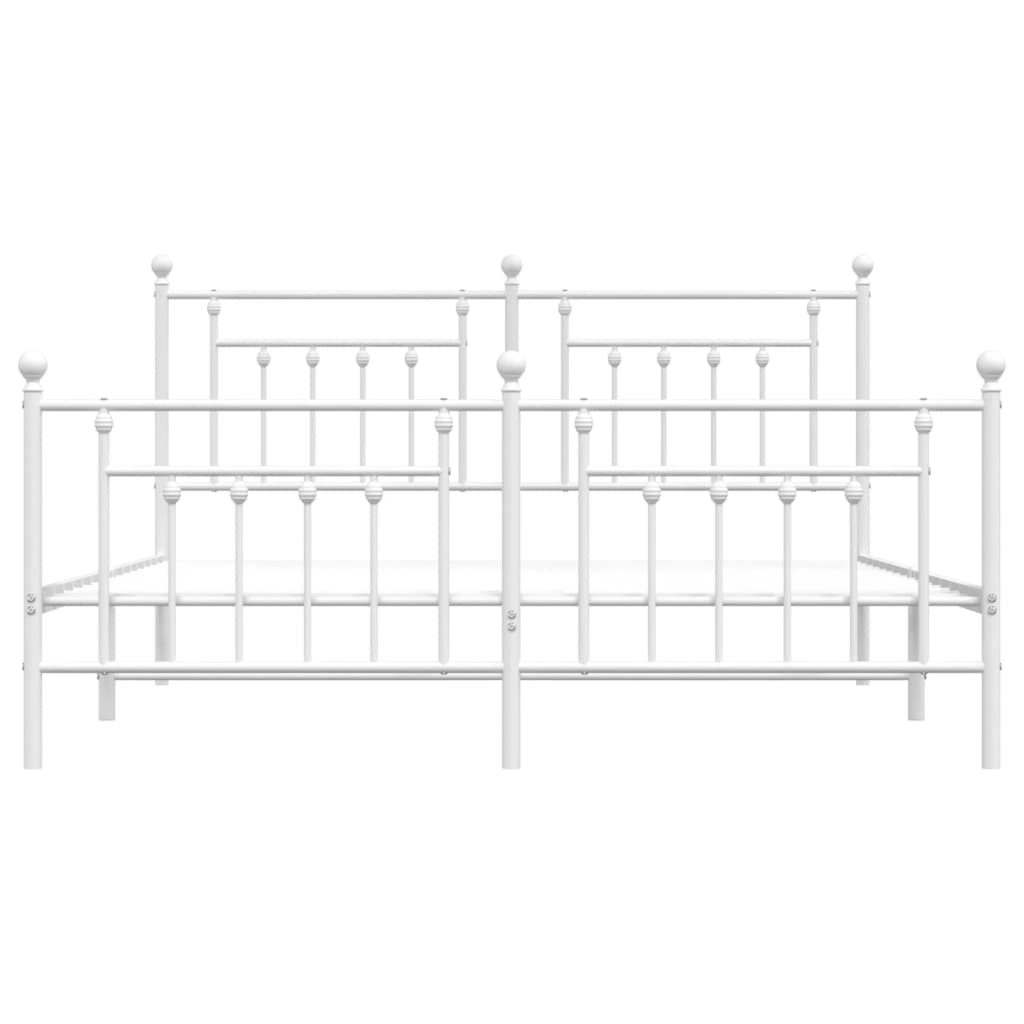 Bed frame with head and footboard metal white 183x213 cm