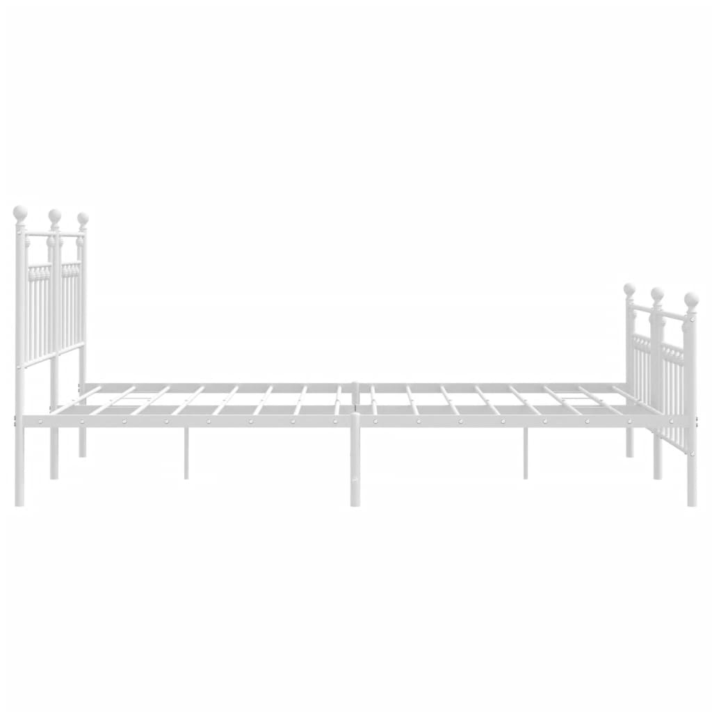 Bed frame with head and footboard metal white 183x213 cm