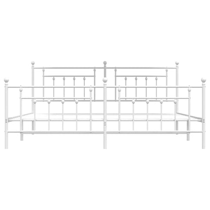 Bettgestell mit Kopf- und Fußteil Metall Weiß 200x200 cm