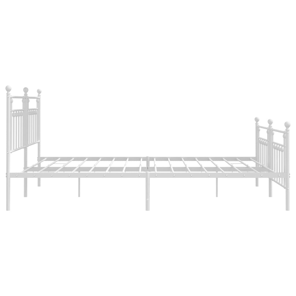 Bed frame with head and footboard metal white 200x200 cm