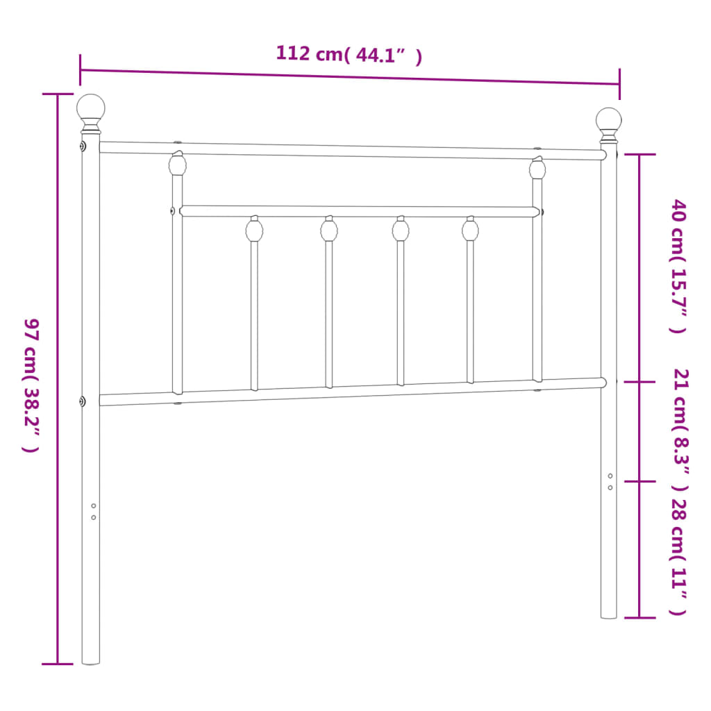 Ersatz-Kopfteil Metall Weiß 107 cm