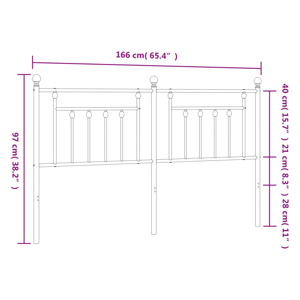 Ersatz-Kopfteil Metall Weiß 160 cm