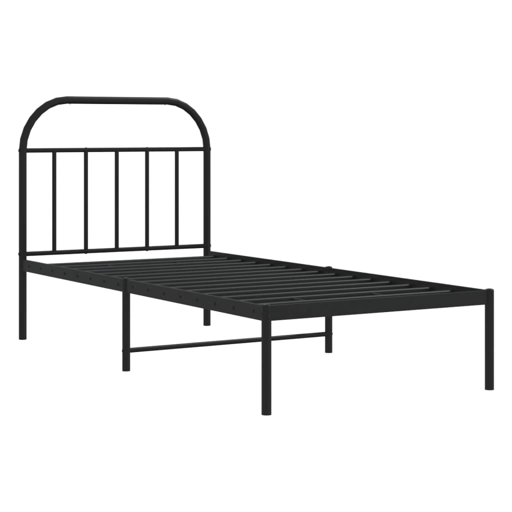 Bed frame with headboard metal black 90x200 cm