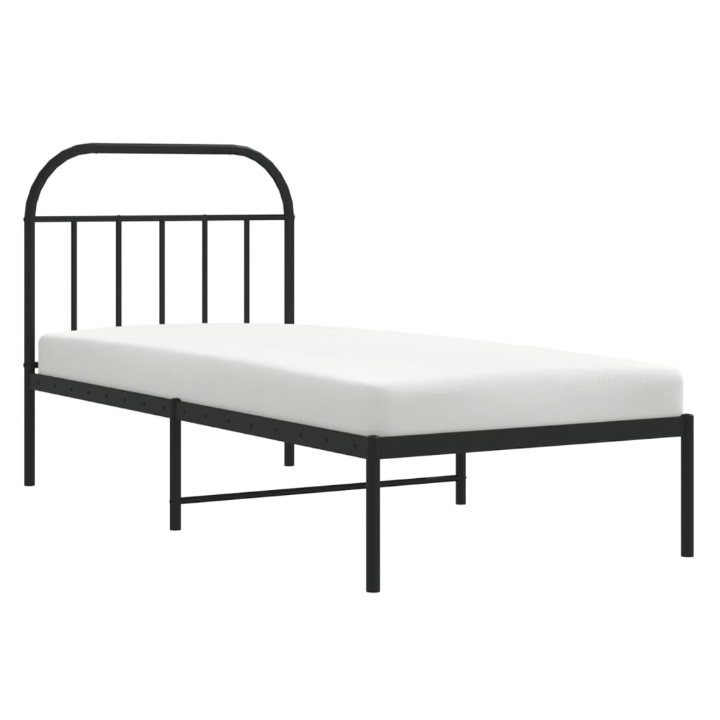 Bed frame with headboard metal black 90x200 cm