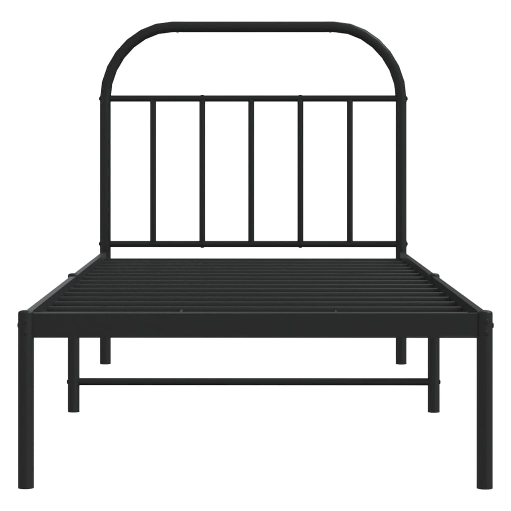 Bed frame with headboard metal black 90x200 cm