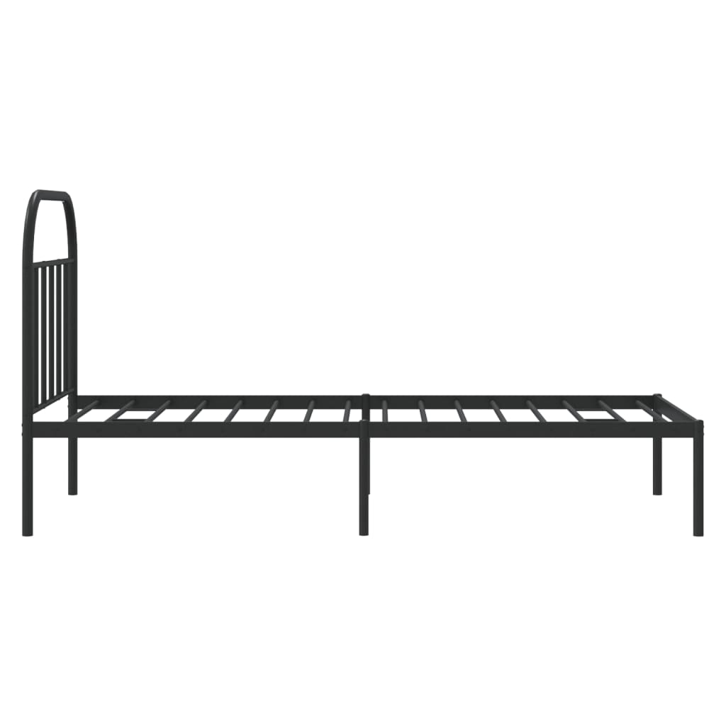 Bed frame with headboard metal black 90x200 cm