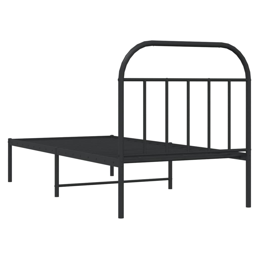 Bed frame with headboard metal black 90x200 cm