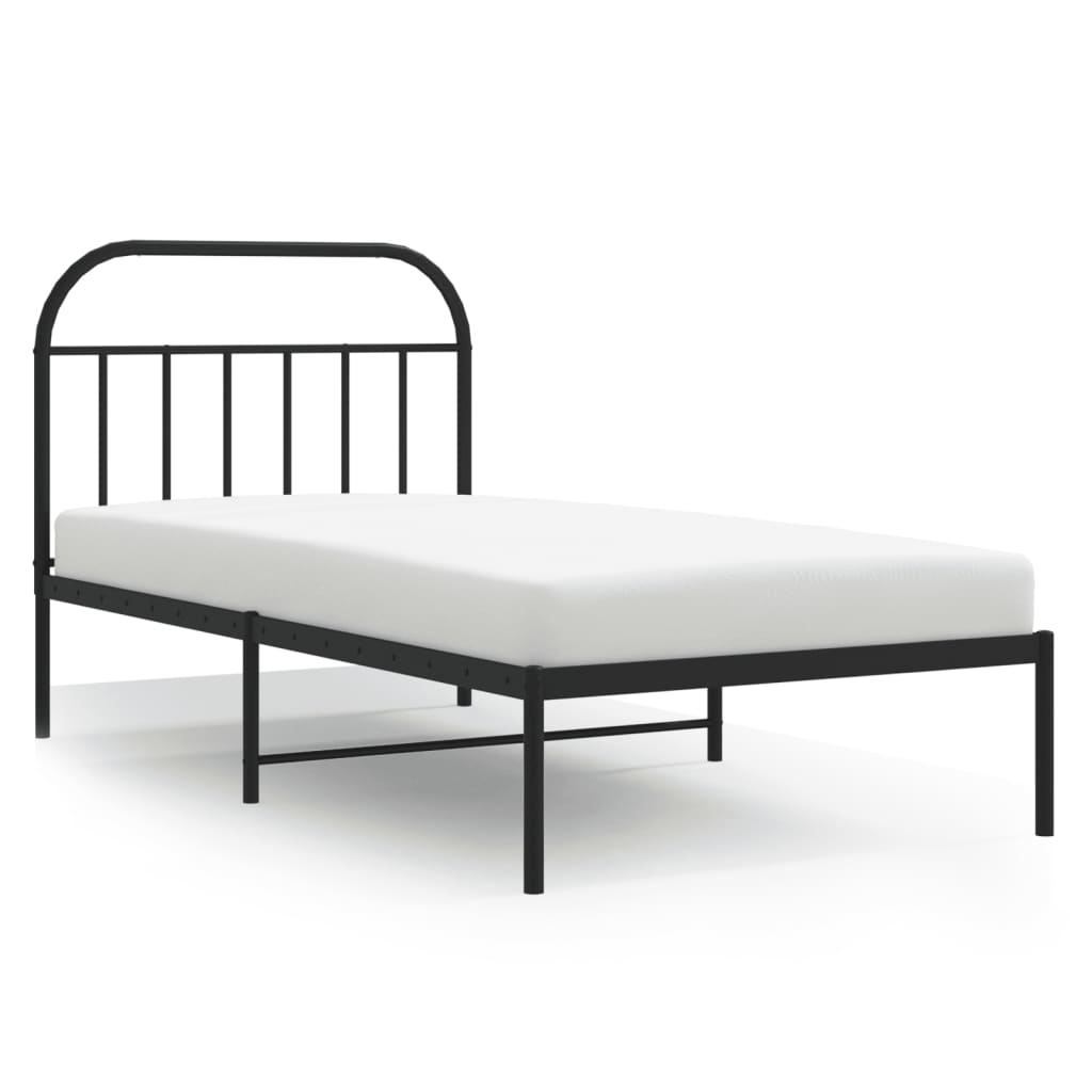 Bed frame with headboard metal black 100x190 cm