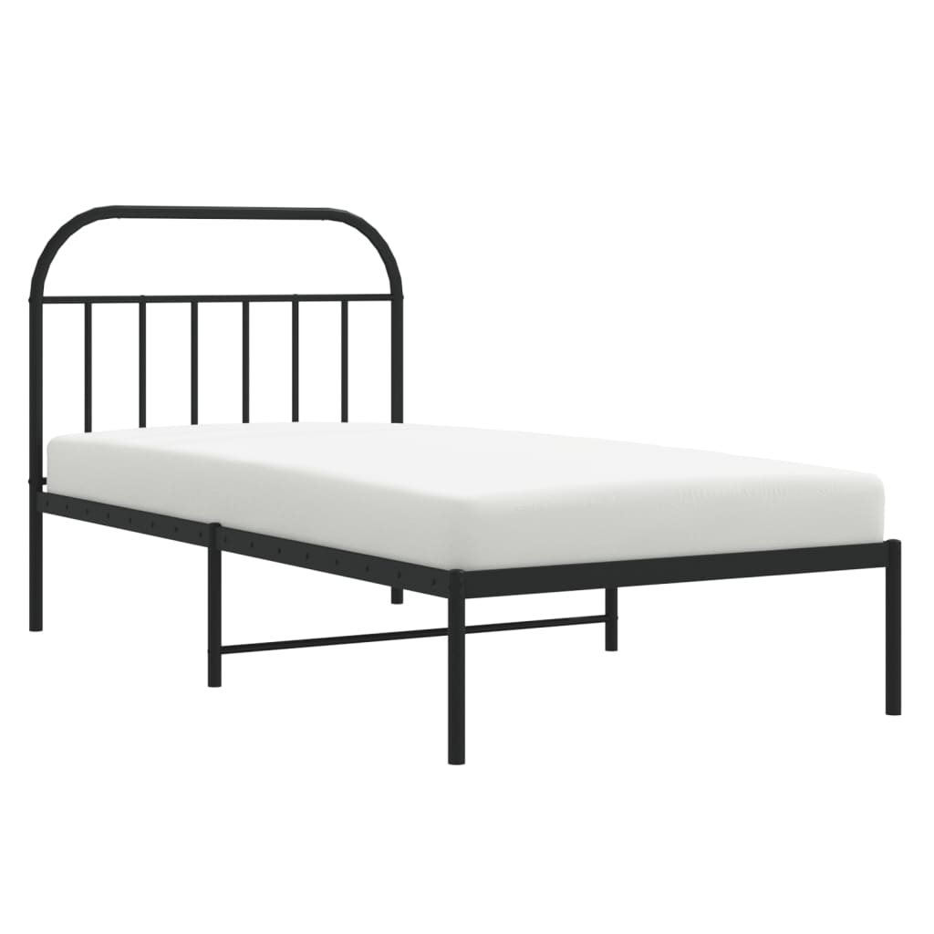 Bed frame with headboard metal black 100x190 cm