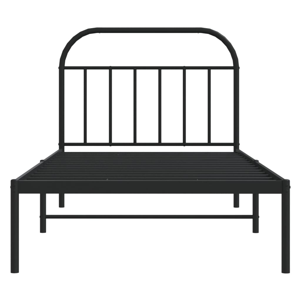 Bed frame with headboard metal black 100x190 cm