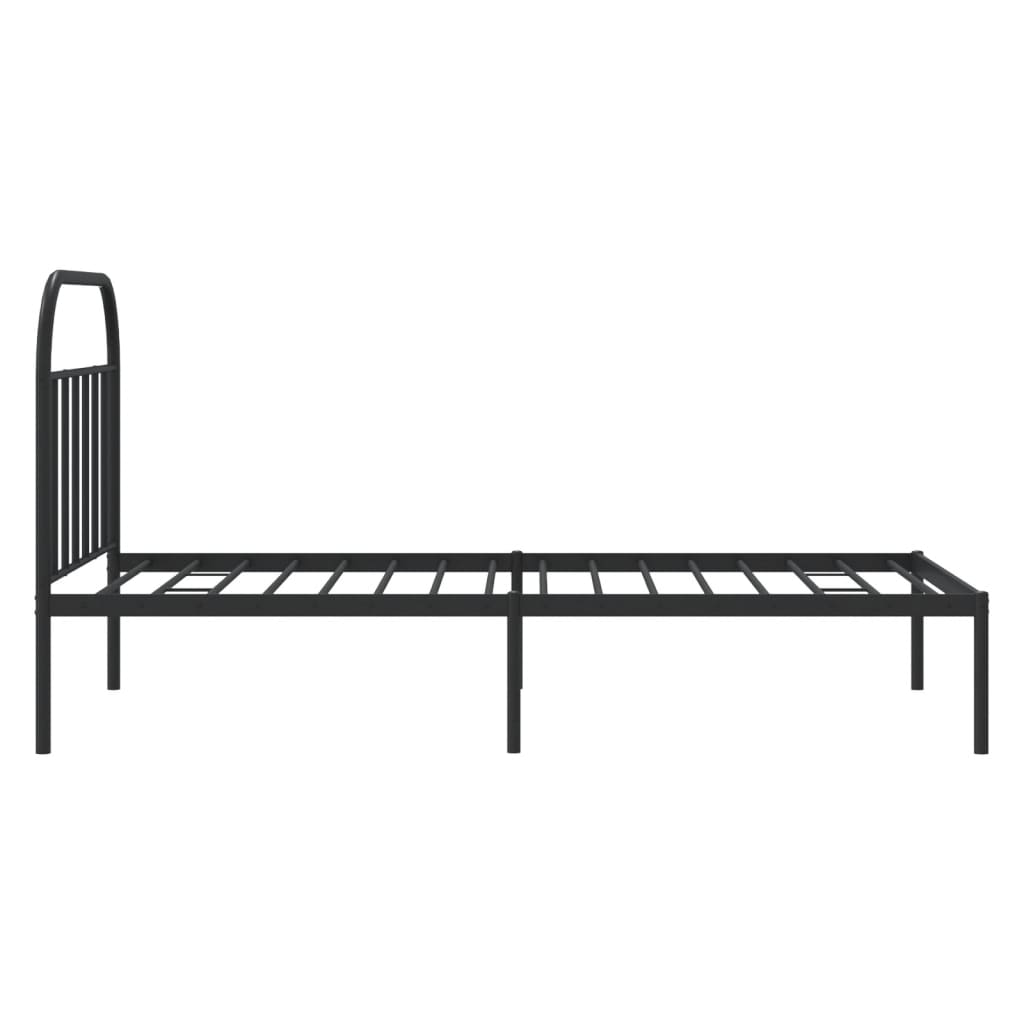 Bed frame with headboard metal black 100x190 cm