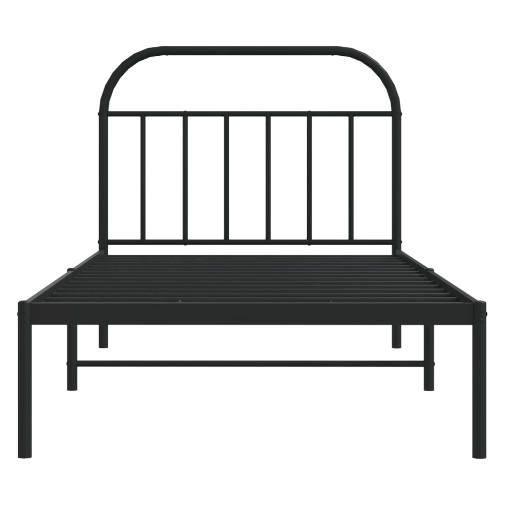 Bed frame with headboard metal black 107x203 cm