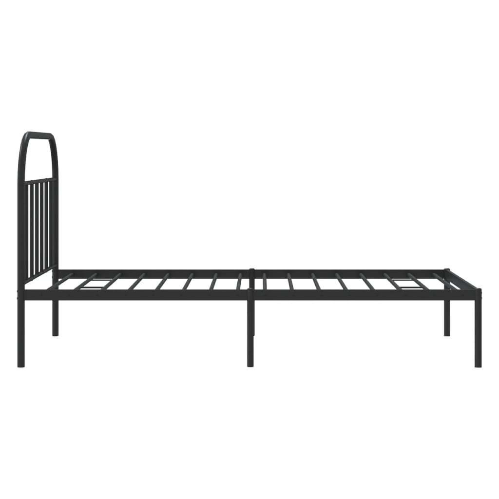 Bed frame with headboard metal black 107x203 cm