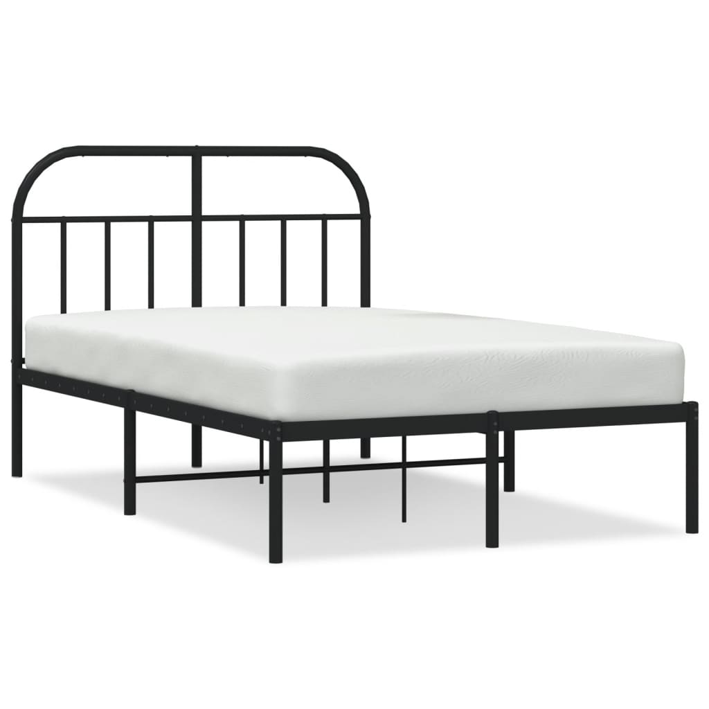 Bed frame with headboard metal black 120x190 cm